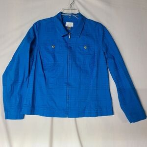 Christopher & Banks Stretch Large Blue Long Sleeve Zippered Jacket.